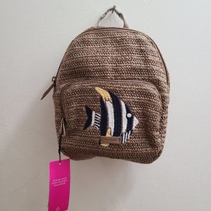 Vera Bradley backpack brown straw mini convertible backpack warm storm straw bag